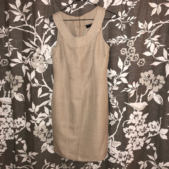 Dresses & Skirts - ‼️MUST GO‼️MAKE OFFER‼️Tan dress with pearl detail